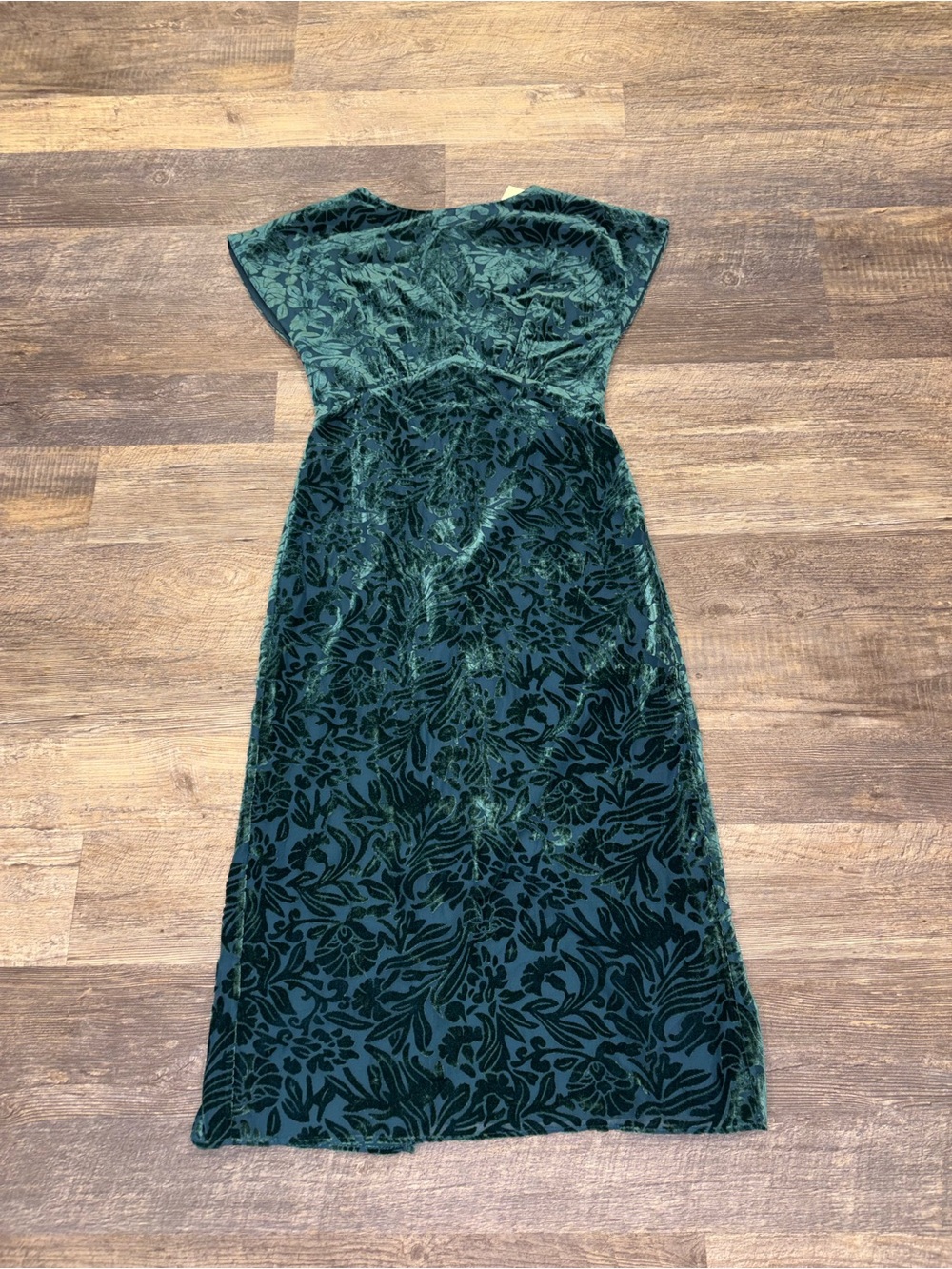 Shoshanna Marla Teal Velvet Burnout Floral Dress